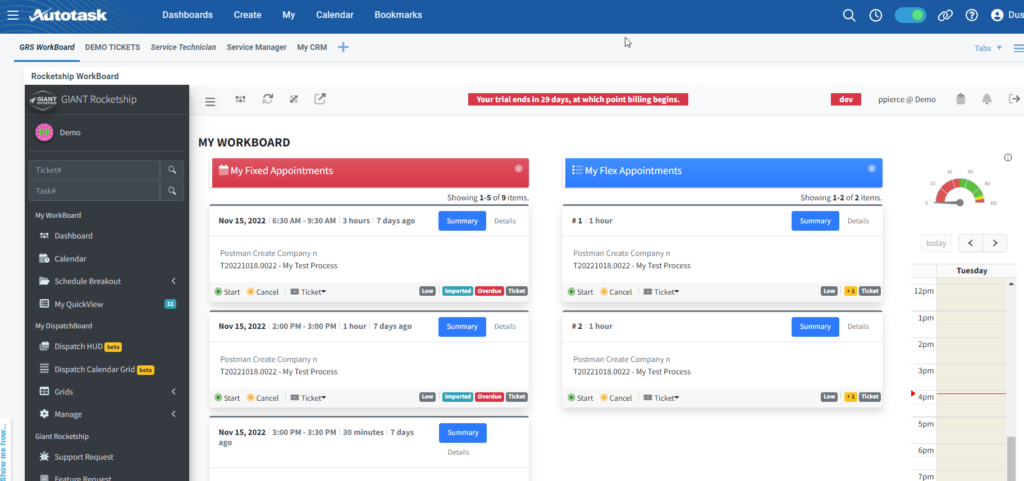 2022-11-22-16_06_37-Autotask-PartnerDemo12042020 › Giant Rocketship Rocketship Dashboard in Autotask