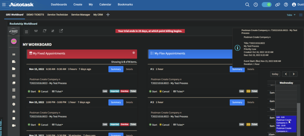 2022-11-22-16_26_29-Autotask-PartnerDemo12042020 › Giant Rocketship The Rocketship dashboard, embedded in Autotask, in all its dark mode glory.