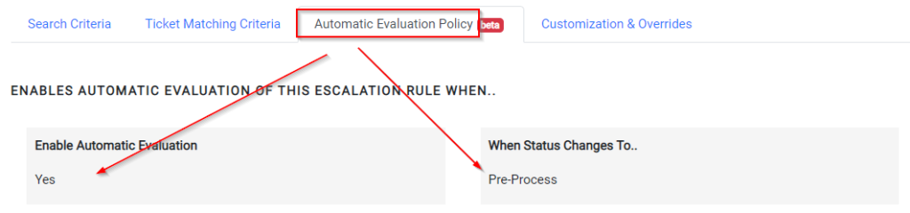 How to enable Automatic Evaluation in an Escalation Rule Giant Rocketship | Autotask