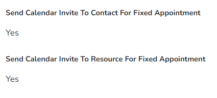 Calendar Invites being shown as enabled in Fixed Appointment Settings in Rocketship Admin
