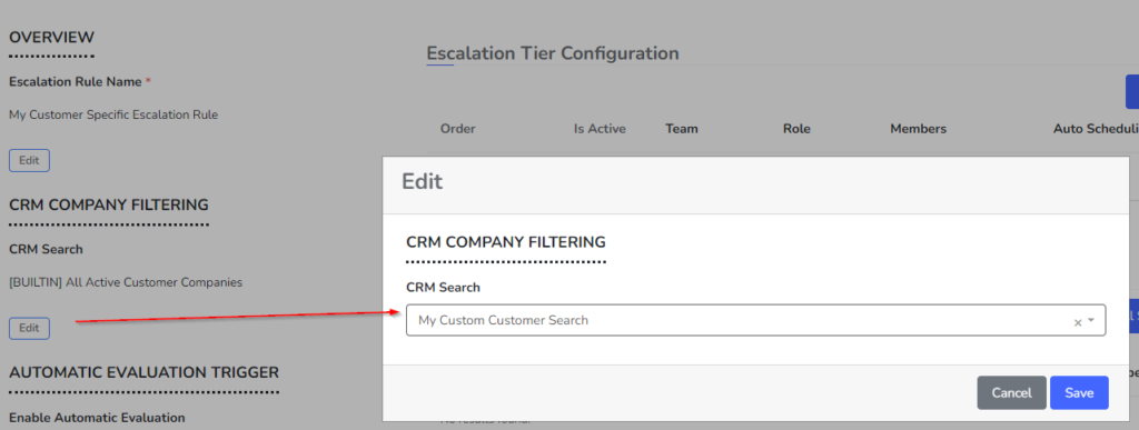 Instructing this Escalation Rule to use your custom CRM Search